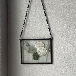Hanging Glass Frame with Pressed Leaves